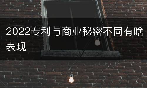 2022专利与商业秘密不同有啥表现