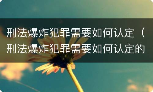 刑法爆炸犯罪需要如何认定（刑法爆炸犯罪需要如何认定的）