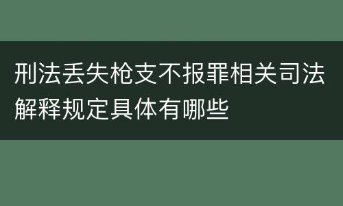 刑法丢失枪支不报罪相关司法解释规定具体有哪些