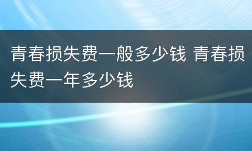 青春损失费一般多少钱 青春损失费一年多少钱