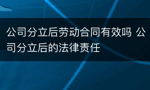 公司分立后劳动合同有效吗 公司分立后的法律责任