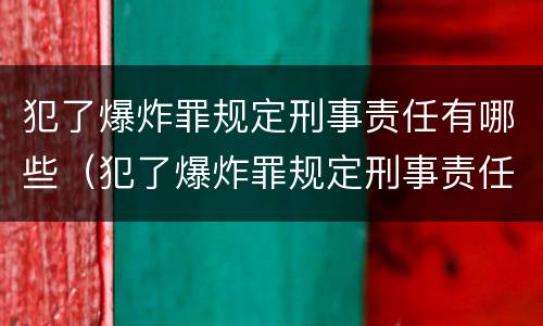 犯了爆炸罪规定刑事责任有哪些（犯了爆炸罪规定刑事责任有哪些行为）