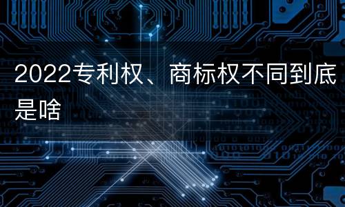2022专利权、商标权不同到底是啥