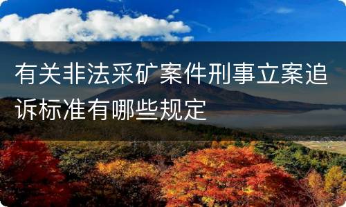 有关非法采矿案件刑事立案追诉标准有哪些规定
