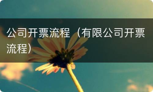 公司开票流程（有限公司开票流程）