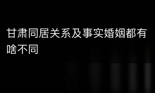 甘肃同居关系及事实婚姻都有啥不同