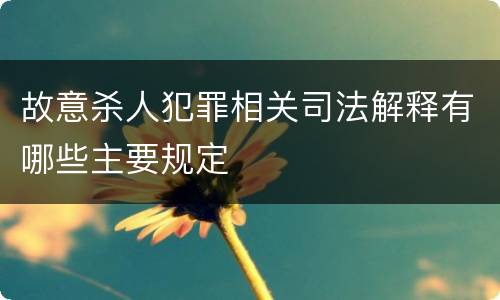 故意杀人犯罪相关司法解释有哪些主要规定