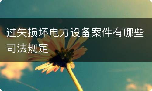 过失损坏电力设备案件有哪些司法规定