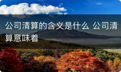 公司清算的含义是什么 公司清算意味着