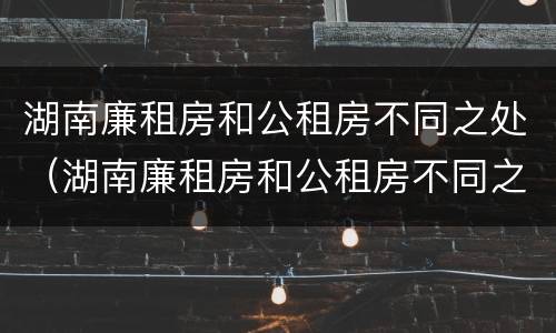 湖南廉租房和公租房不同之处（湖南廉租房和公租房不同之处在哪里）