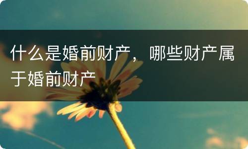 什么是婚前财产，哪些财产属于婚前财产