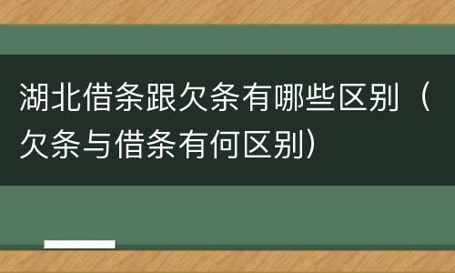 湖北借条跟欠条有哪些区别（欠条与借条有何区别）