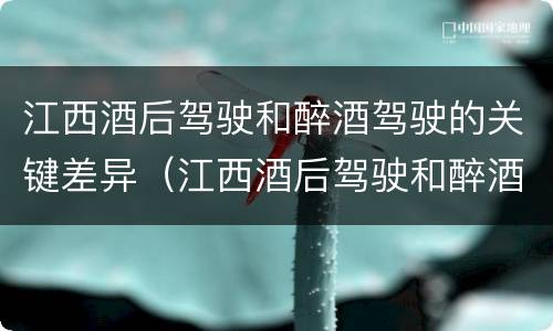 江西酒后驾驶和醉酒驾驶的关键差异（江西酒后驾驶和醉酒驾驶的关键差异在于）