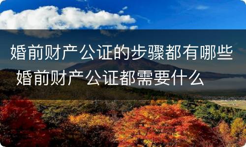 婚前财产公证的步骤都有哪些 婚前财产公证都需要什么