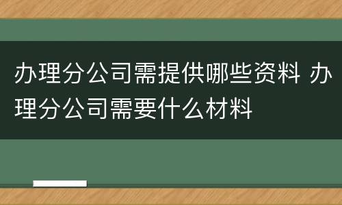 办理分公司需提供哪些资料 办理分公司需要什么材料