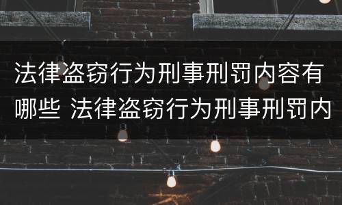 法律盗窃行为刑事刑罚内容有哪些 法律盗窃行为刑事刑罚内容有哪些呢