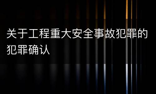 关于工程重大安全事故犯罪的犯罪确认
