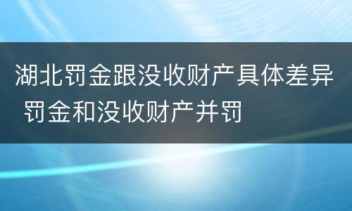 湖北罚金跟没收财产具体差异 罚金和没收财产并罚