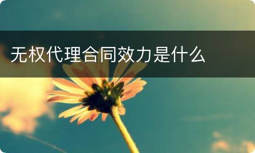 无权代理合同效力是什么