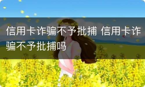 信用卡诈骗不予批捕 信用卡诈骗不予批捕吗