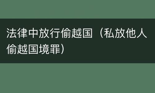 法律中放行偷越国（私放他人偷越国境罪）