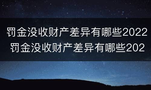 罚金没收财产差异有哪些2022 罚金没收财产差异有哪些2022规定