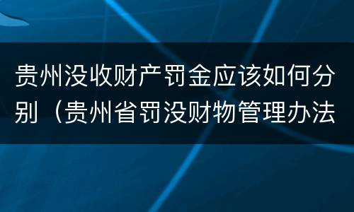 贵州没收财产罚金应该如何分别（贵州省罚没财物管理办法）