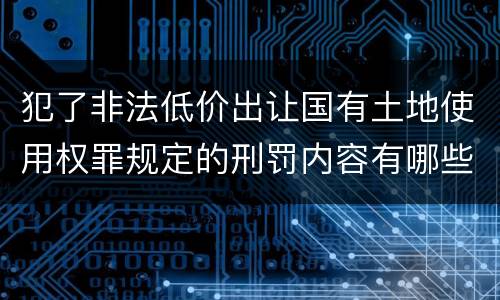犯了非法低价出让国有土地使用权罪规定的刑罚内容有哪些