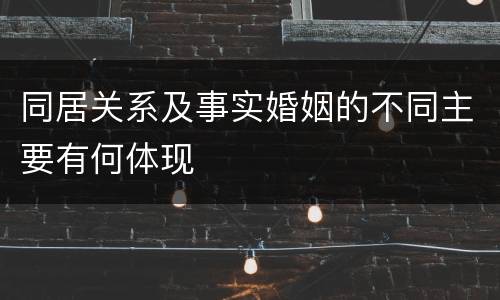 同居关系及事实婚姻的不同主要有何体现