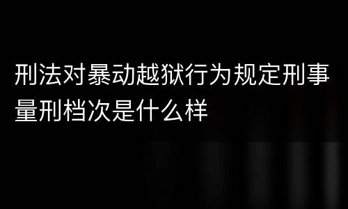 刑法对暴动越狱行为规定刑事量刑档次是什么样
