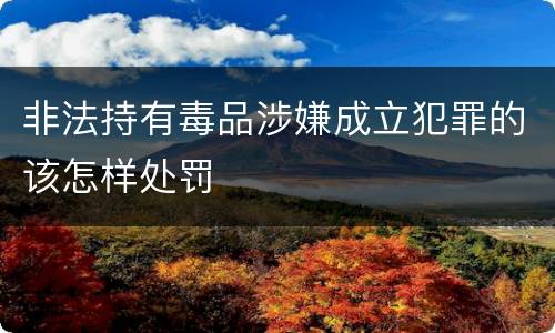 非法持有毒品涉嫌成立犯罪的该怎样处罚