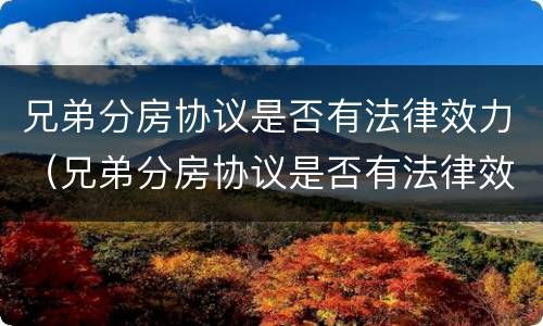 兄弟分房协议是否有法律效力（兄弟分房协议是否有法律效力呢）