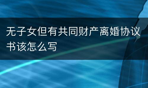 无子女但有共同财产离婚协议书该怎么写