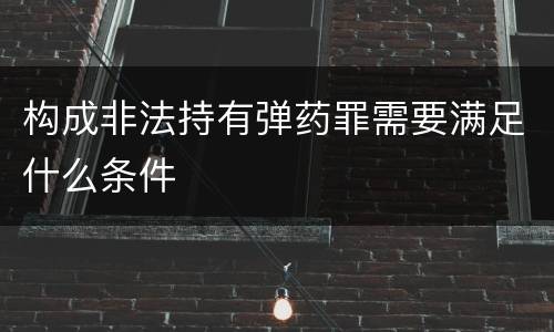 构成非法持有弹药罪需要满足什么条件