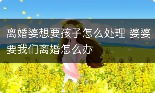 离婚婆想要孩子怎么处理 婆婆要我们离婚怎么办