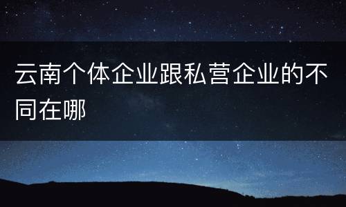 云南个体企业跟私营企业的不同在哪