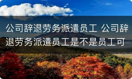 公司辞退劳务派遣员工 公司辞退劳务派遣员工是不是员工可以不用办理离职手续