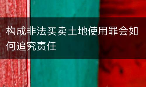构成非法买卖土地使用罪会如何追究责任
