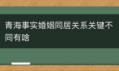 青海事实婚姻同居关系关键不同有啥