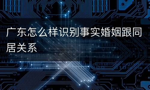 广东怎么样识别事实婚姻跟同居关系