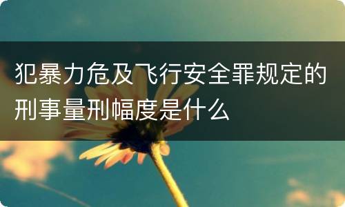 犯暴力危及飞行安全罪规定的刑事量刑幅度是什么