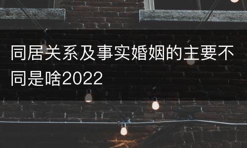 同居关系及事实婚姻的主要不同是啥2022