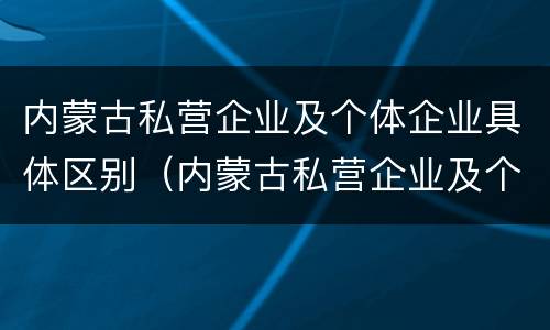 内蒙古私营企业及个体企业具体区别（内蒙古私营企业及个体企业具体区别）