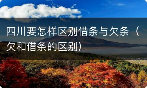 四川要怎样区别借条与欠条（欠和借条的区别）