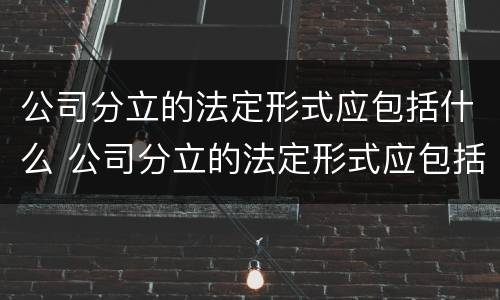 公司分立的法定形式应包括什么 公司分立的法定形式应包括什么