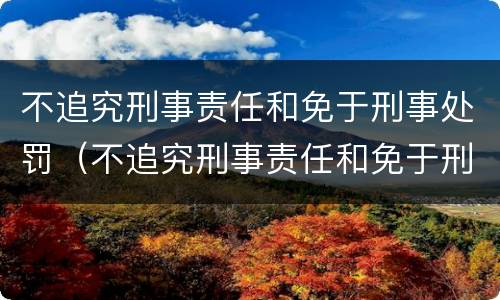 不追究刑事责任和免于刑事处罚（不追究刑事责任和免于刑事处罚的案件）