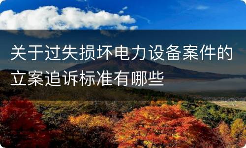 关于过失损坏电力设备案件的立案追诉标准有哪些