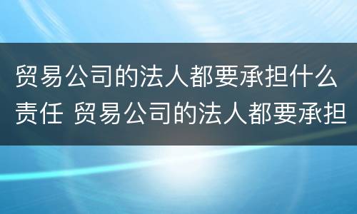 贸易公司的法人都要承担什么责任 贸易公司的法人都要承担什么责任和任务