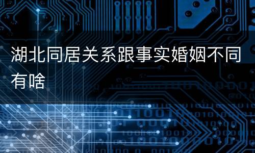 湖北同居关系跟事实婚姻不同有啥