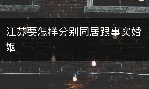 江苏要怎样分别同居跟事实婚姻